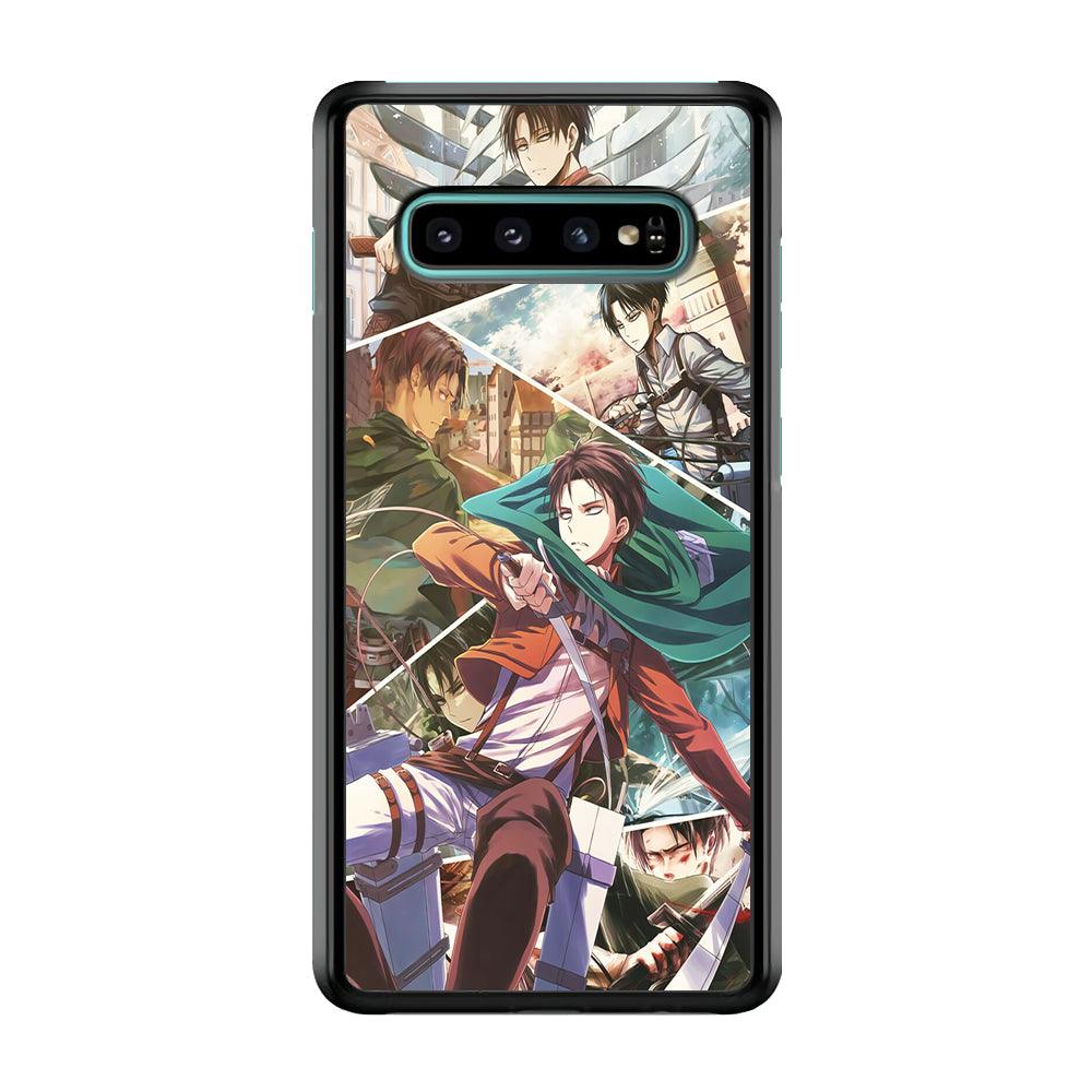 Levi Ackerman Collage Samsung Galaxy S10 Case-Rubber / Black (2D Case)-Xtracase