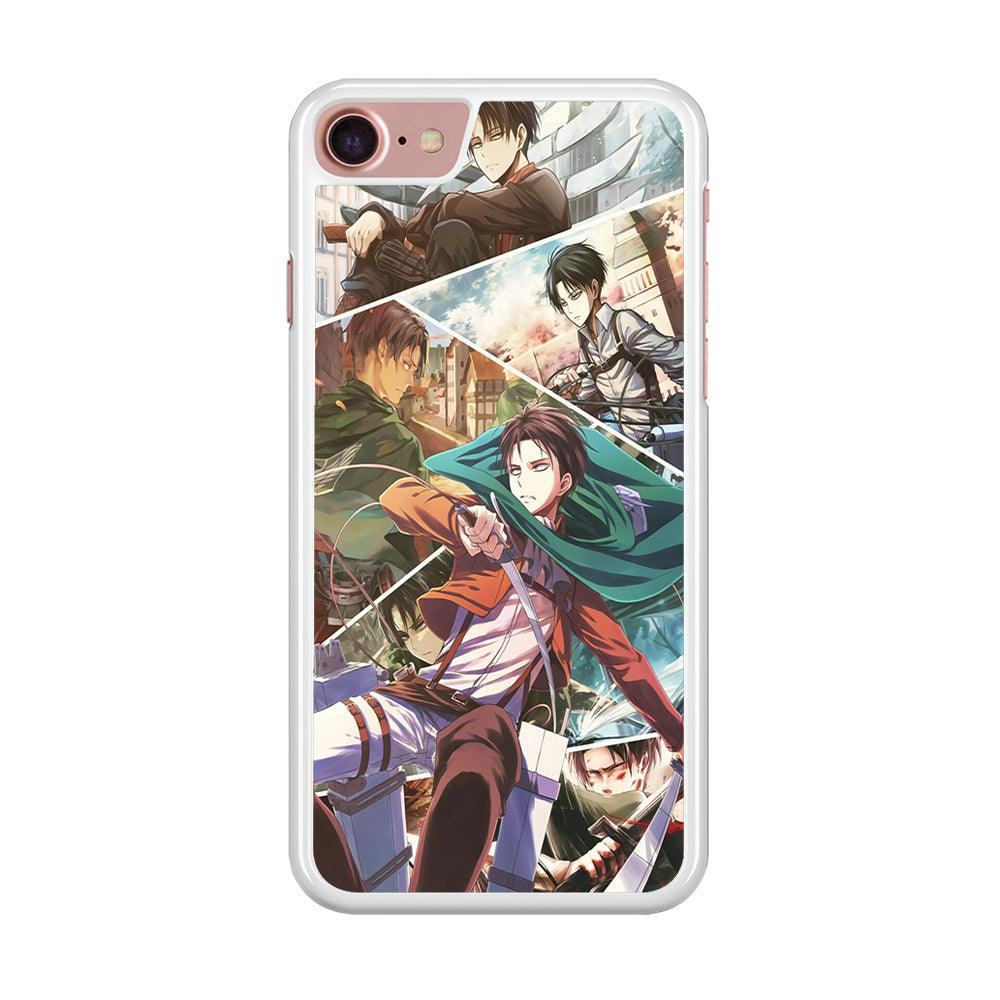Levi Ackerman Collage iPhone SE 2020 Case-Rubber / White (2D Case)-Xtracase