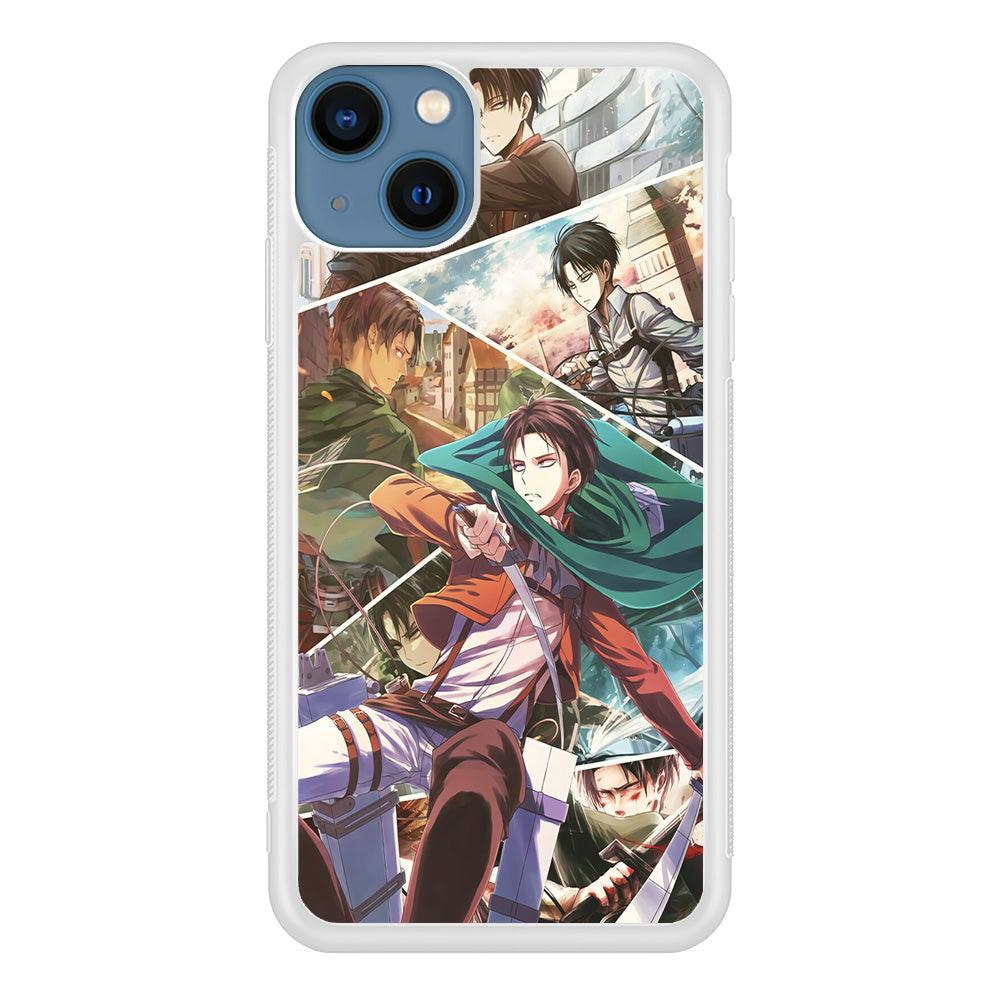 Levi Ackerman Collage iPhone 13 Mini Case-Rubber / White (2D Case)-Xtracase