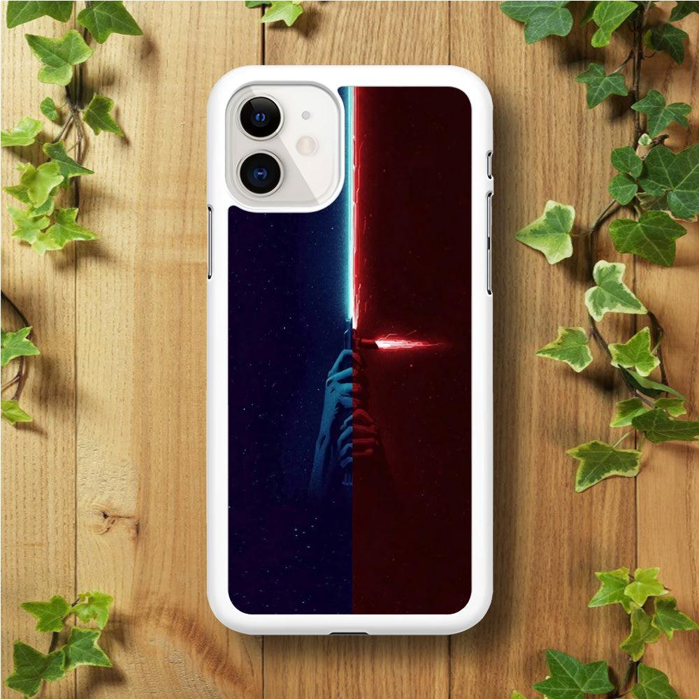 Lightsaber Blue Red Star Wars iPhone 11 Case-Rubber / White (2D Case)-Xtracase