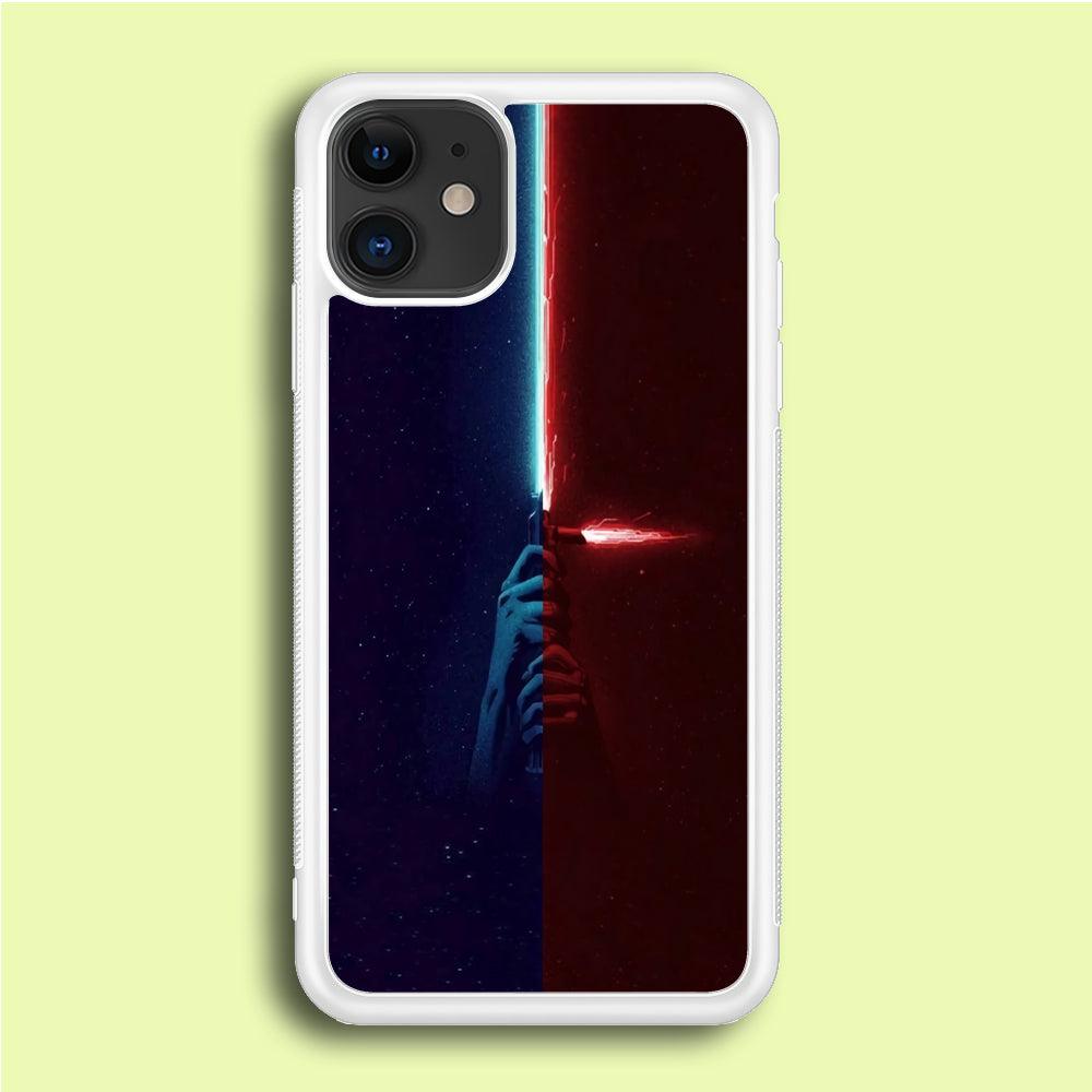 Lightsaber Blue Red Star Wars iPhone 12 Case-Rubber / White (2D Case)-Xtracase