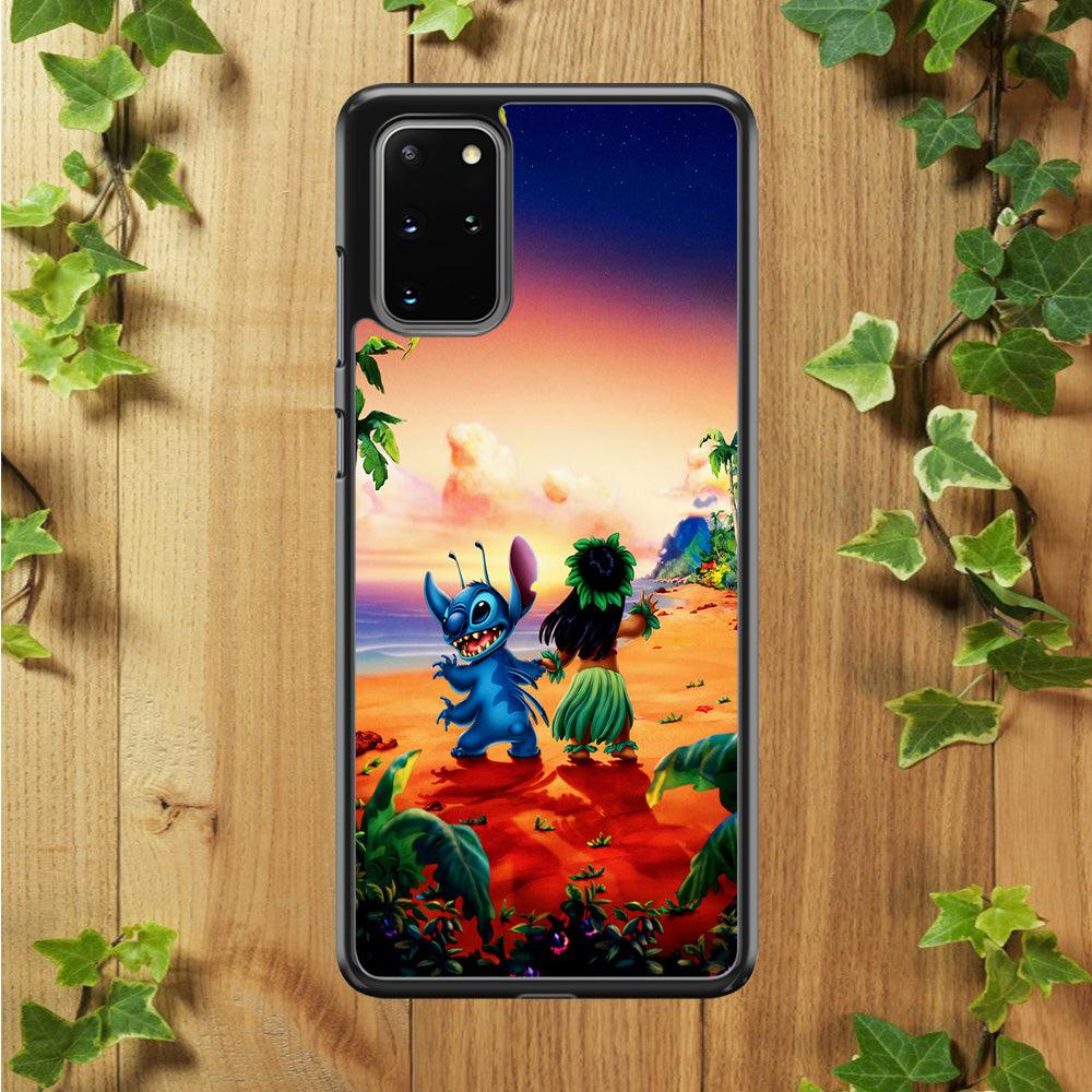 Lilo and Stitch on The Beach Samsung Galaxy S20 Plus Case-Rubber / Black (2D Case)-Xtracase