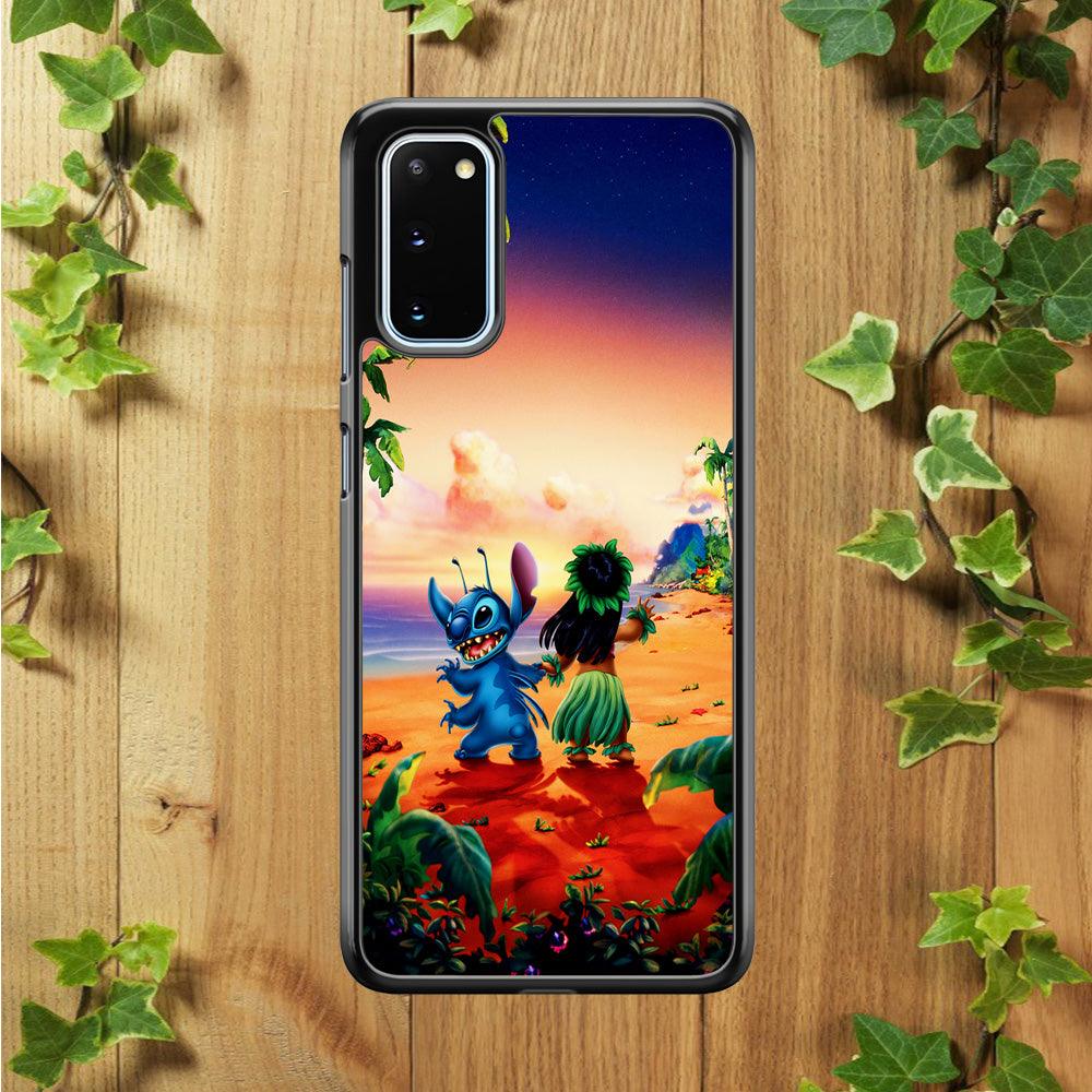 Lilo and Stitch on The Beach Samsung Galaxy S20 Case-Rubber / Black (2D Case)-Xtracase