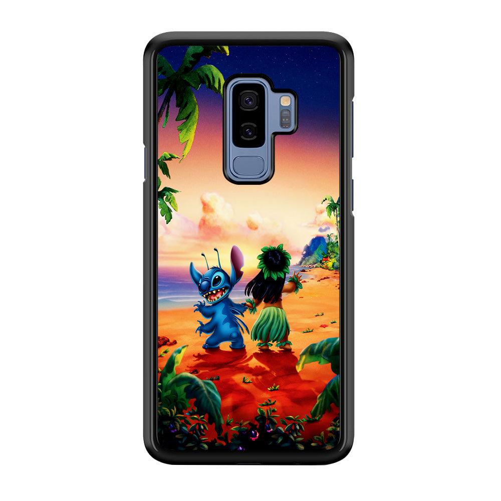 Lilo and Stitch on The Beach Samsung Galaxy S9 Plus Case-Rubber / Black (2D Case)-Xtracase