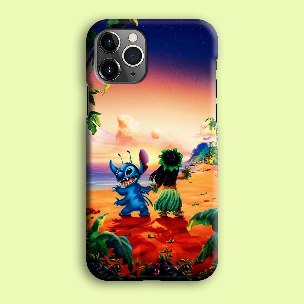 Lilo and Stitch on The Beach iPhone 12 Pro Case-Plastic / Full Wrap (3D Case)-Xtracase