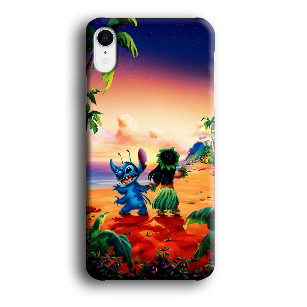 Lilo and Stitch on The Beach iPhone XR Case-Plastic / Full Wrap (3D Case)-Xtracase