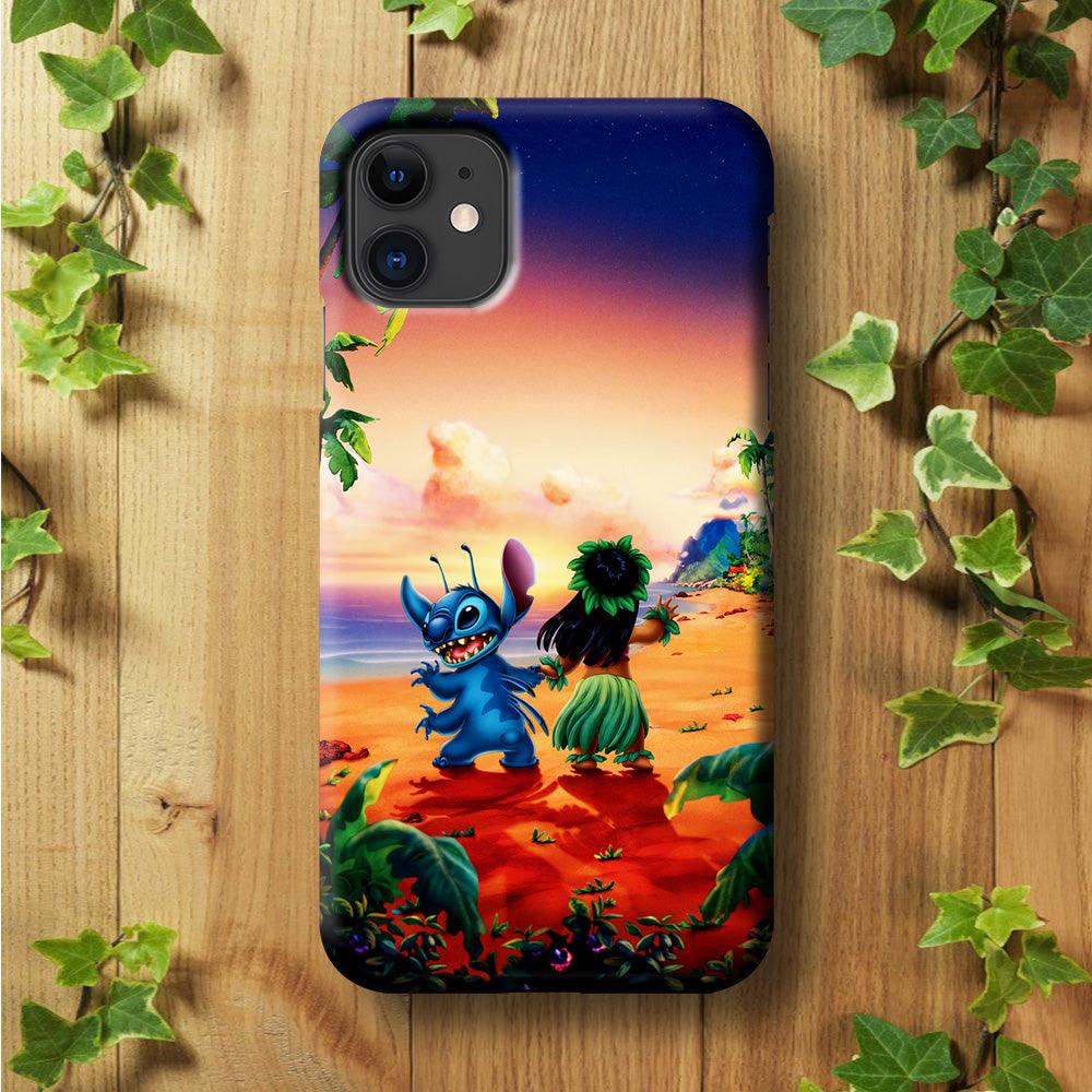 Lilo and Stitch on The Beach iPhone 11 Case-Plastic / Full Wrap (3D Case)-Xtracase