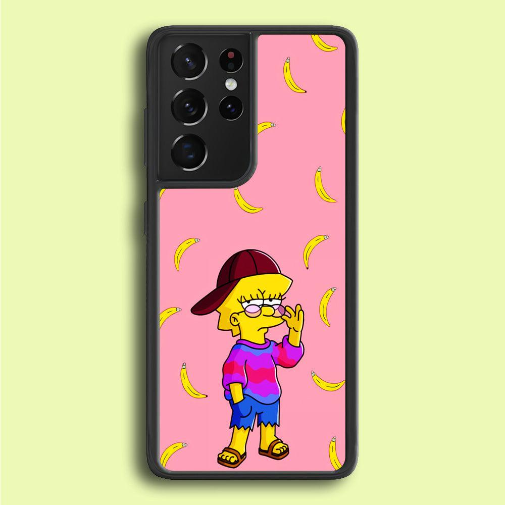 Lisa Simpson Banana Samsung Galaxy S21 Ultra Case-Plastic / Full Wrap (3D Case)-Xtracase