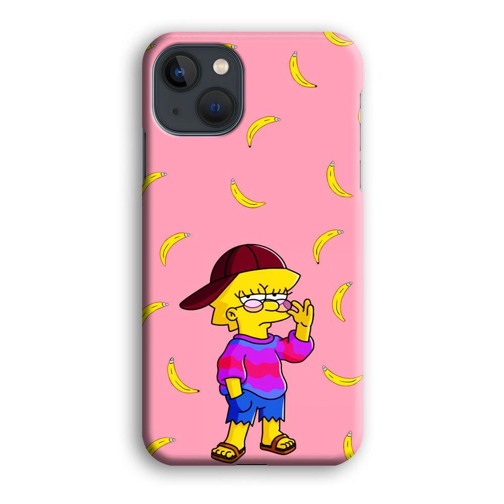 Lisa Simpson Banana iPhone 13 Mini Case-Plastic / Full Wrap (3D Case)-Xtracase