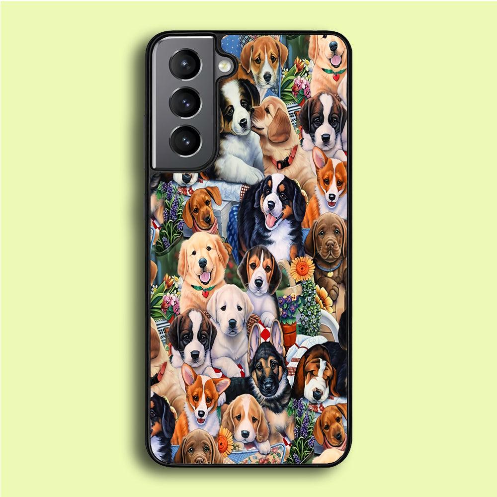 Lots of Cute Dogs Samsung Galaxy S21 Plus Case-Rubber / Black (2D Case)-Xtracase