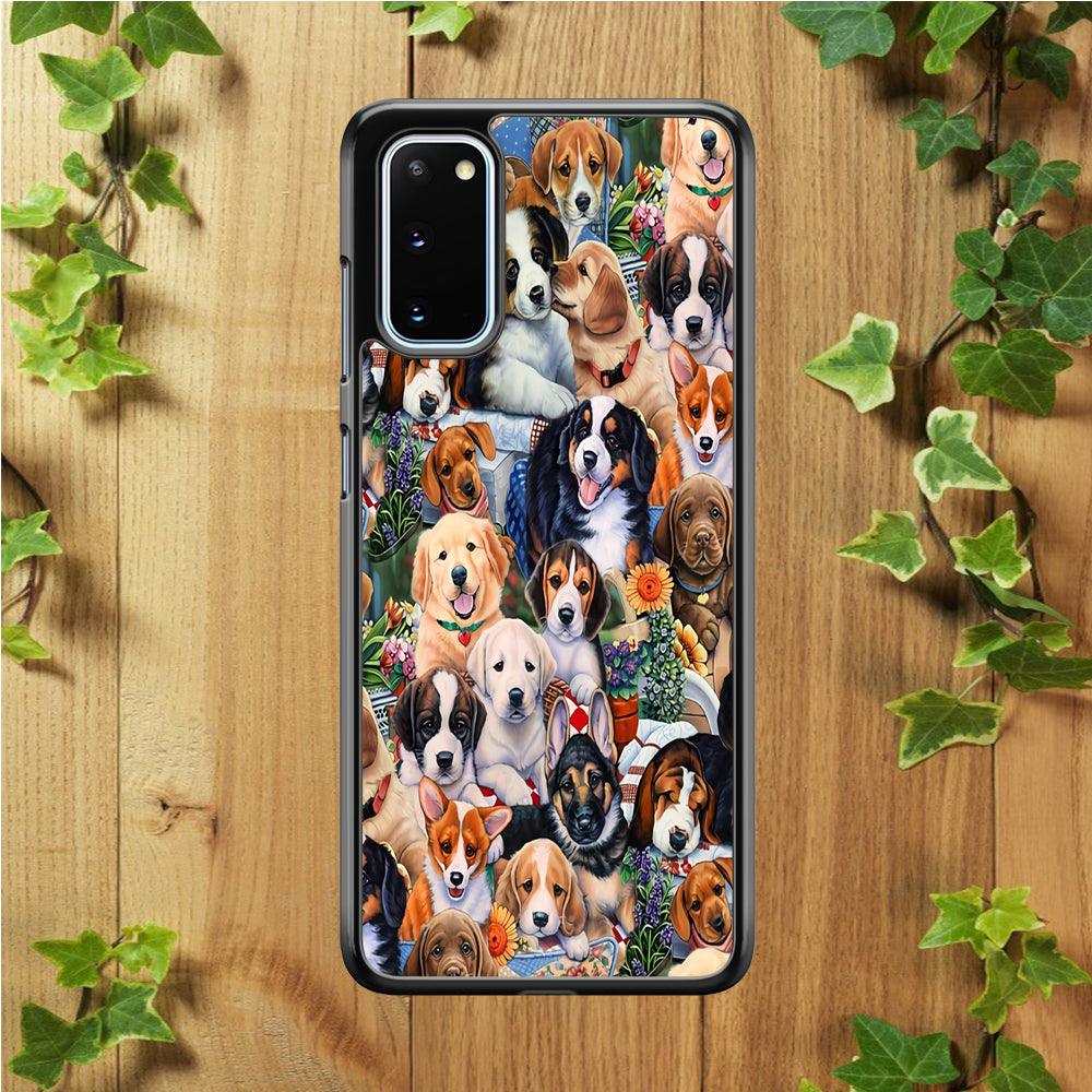 Lots of Cute Dogs Samsung Galaxy S20 Case-Rubber / Black (2D Case)-Xtracase