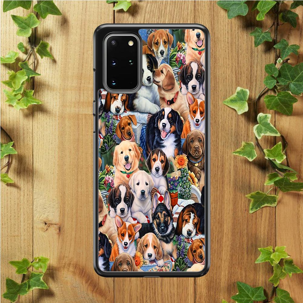 Lots of Cute Dogs Samsung Galaxy S20 Plus Case-Rubber / White (2D Case)-Xtracase