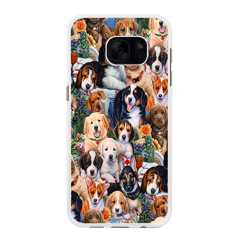 Lots of Cute Dogs Samsung Galaxy S7 Edge Case-Rubber / White (2D Case)-Xtracase