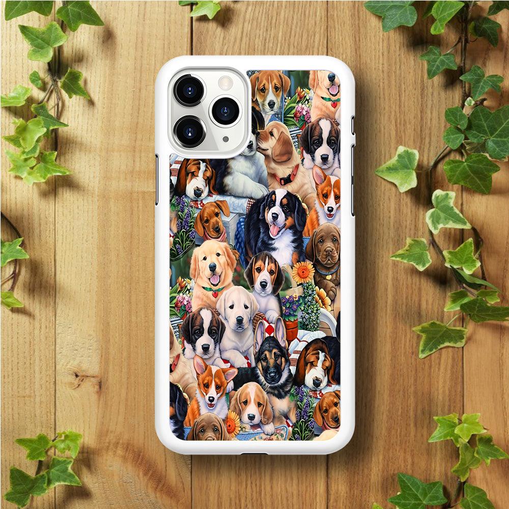 Lots of Cute Dogs iPhone 11 Pro Case-Rubber / White (2D Case)-Xtracase