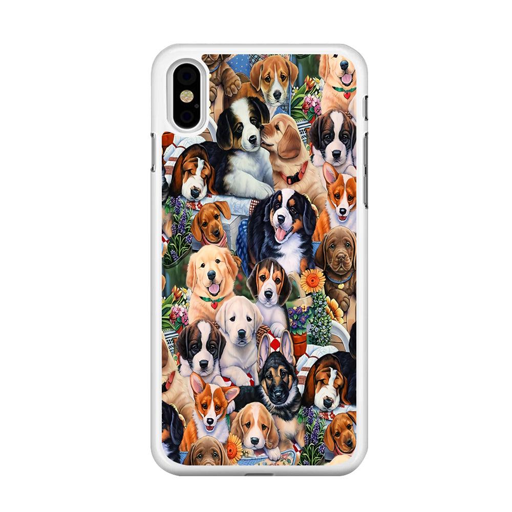 Lots of Cute Dogs iPhone Xs Max Case-Rubber / White (2D Case)-Xtracase