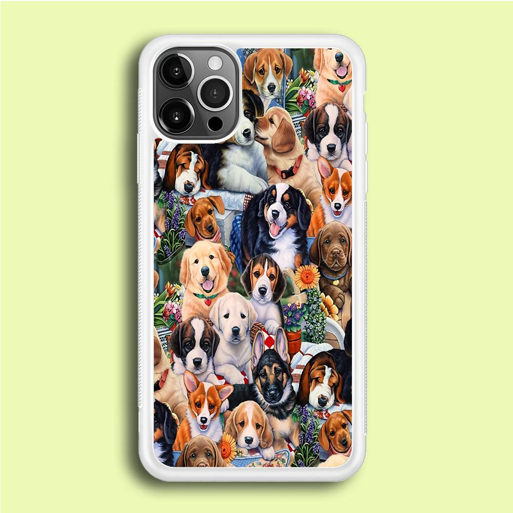 Lots of Cute Dogs iPhone 12 Pro Case-Rubber / White (2D Case)-Xtracase