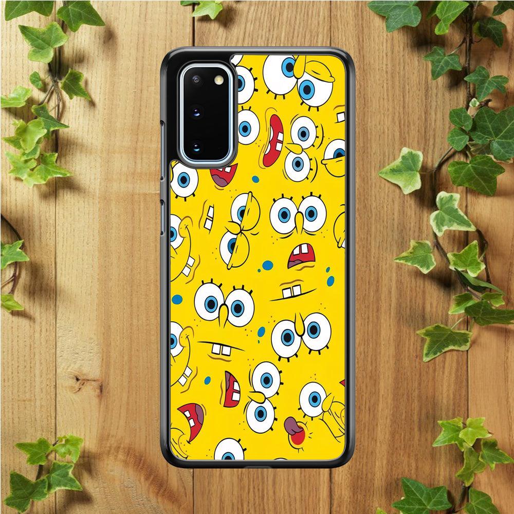 Lots of Face Spongebob Samsung Galaxy S20 Case-Rubber / Black (2D Case)-Xtracase