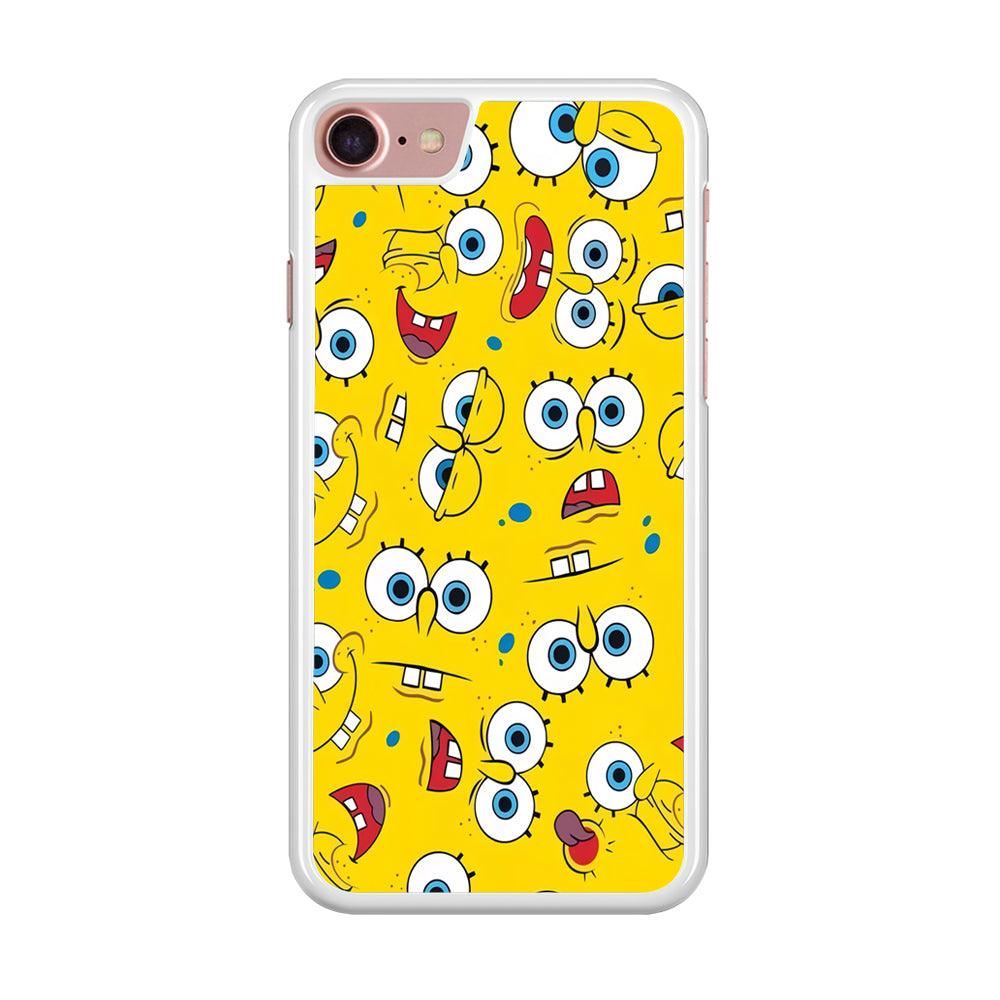 Lots of Face Spongebob iPhone 8 Case-Rubber / White (2D Case)-Xtracase