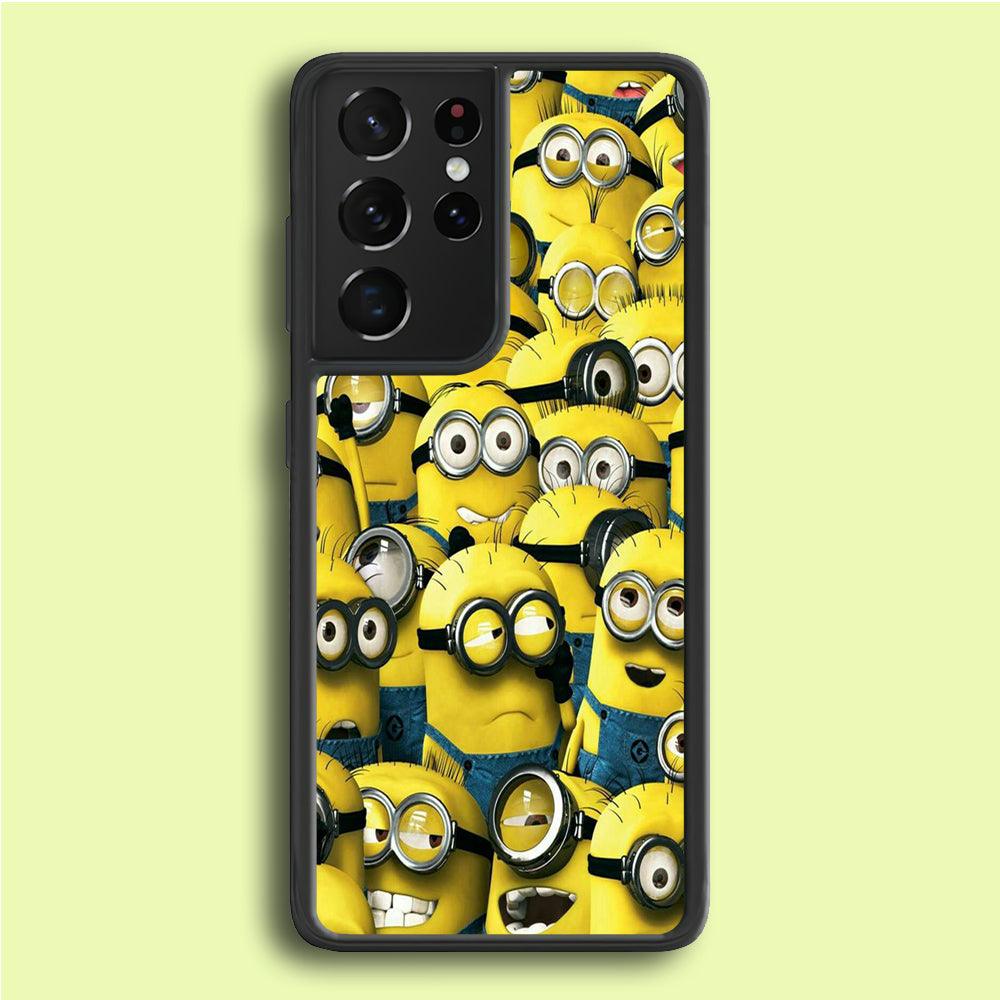 Lots of Minion Samsung Galaxy S21 Ultra Case-Rubber / Black (2D Case)-Xtracase