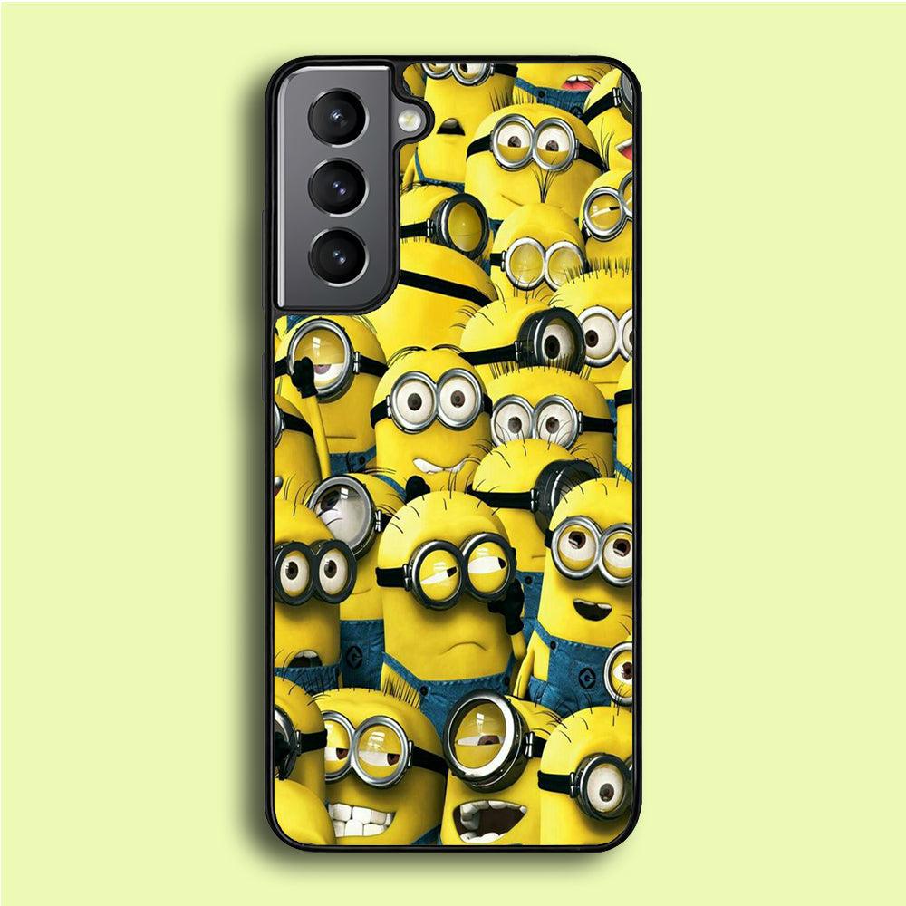 Lots of Minion Samsung Galaxy S21 Plus Case-Rubber / White (2D Case)-Xtracase