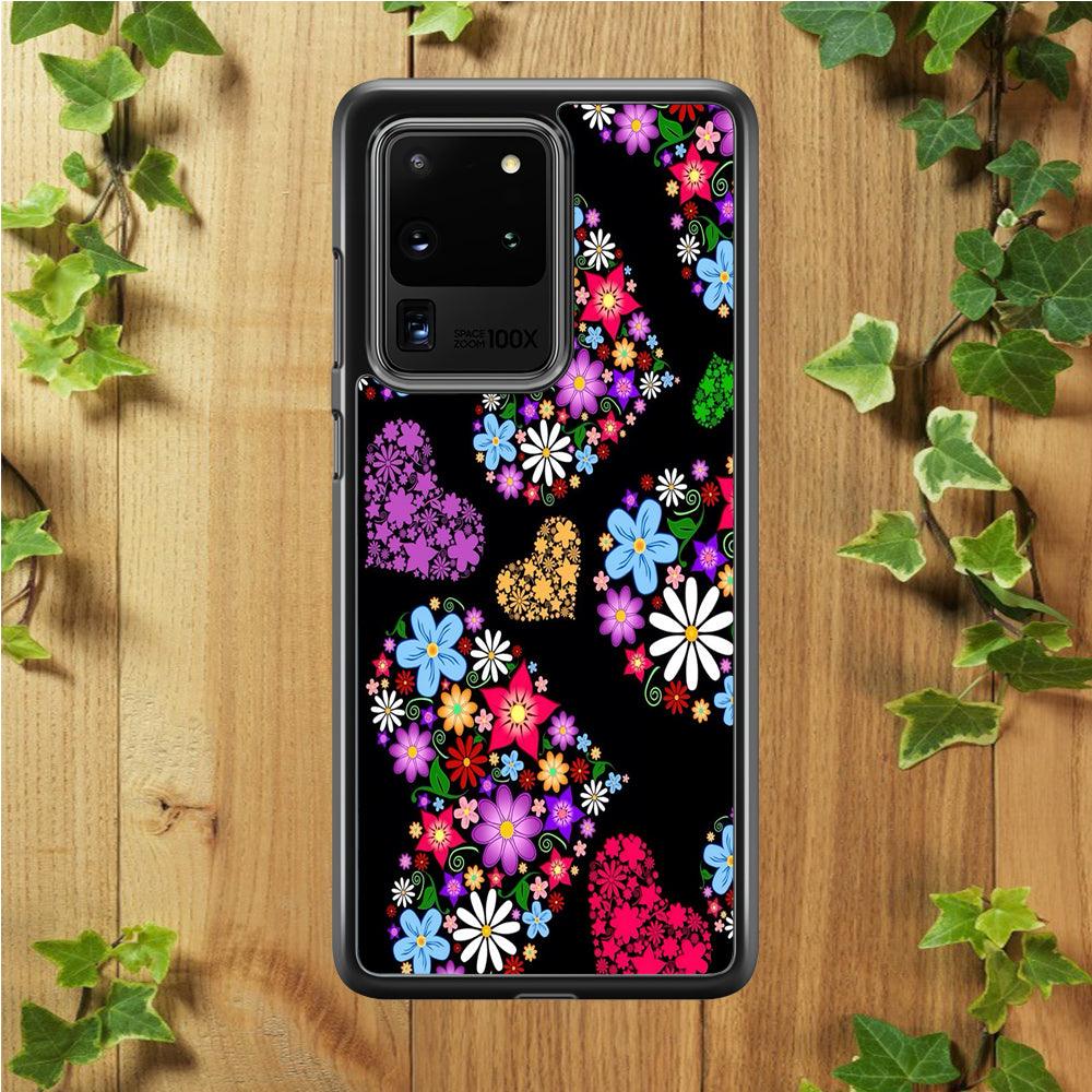 Love Colorfull Flower Samsung Galaxy S20 Ultra Case-Rubber / White (2D Case)-Xtracase