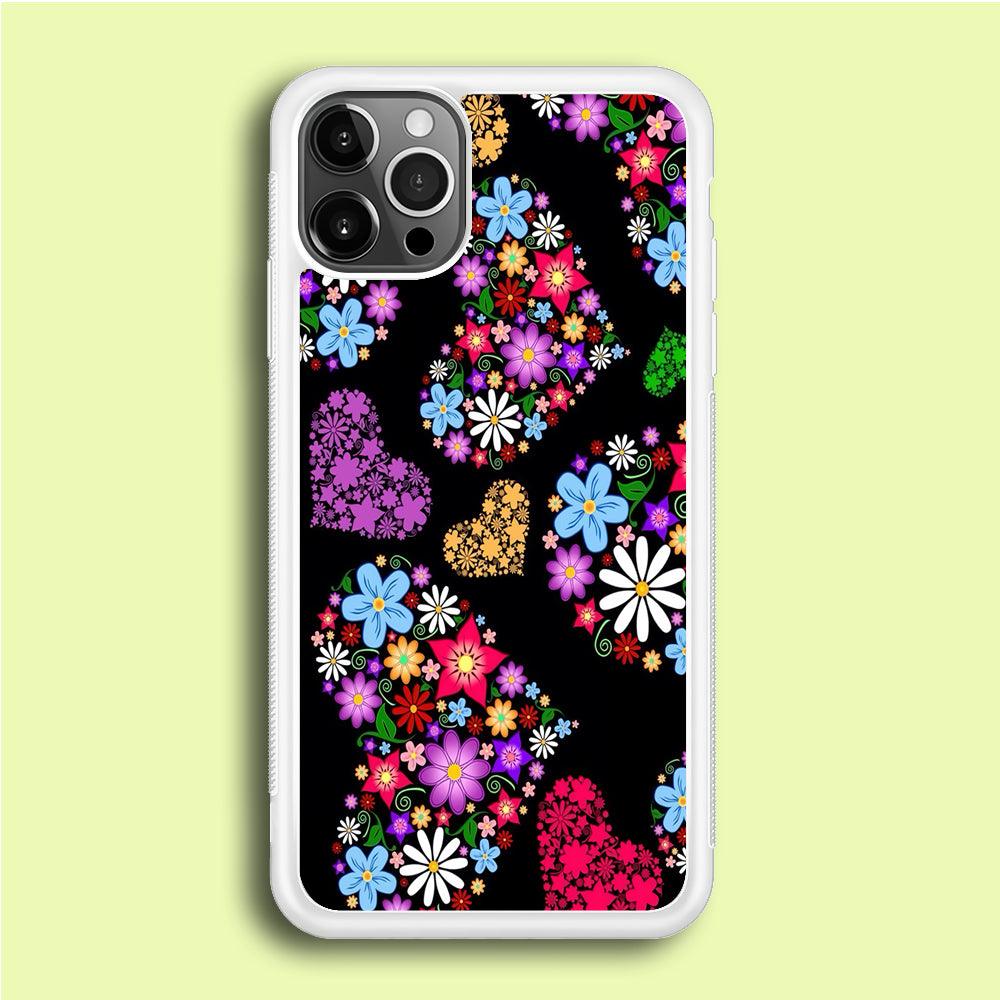 Love Colorfull Flower iPhone 12 Pro Case-Rubber / White (2D Case)-Xtracase