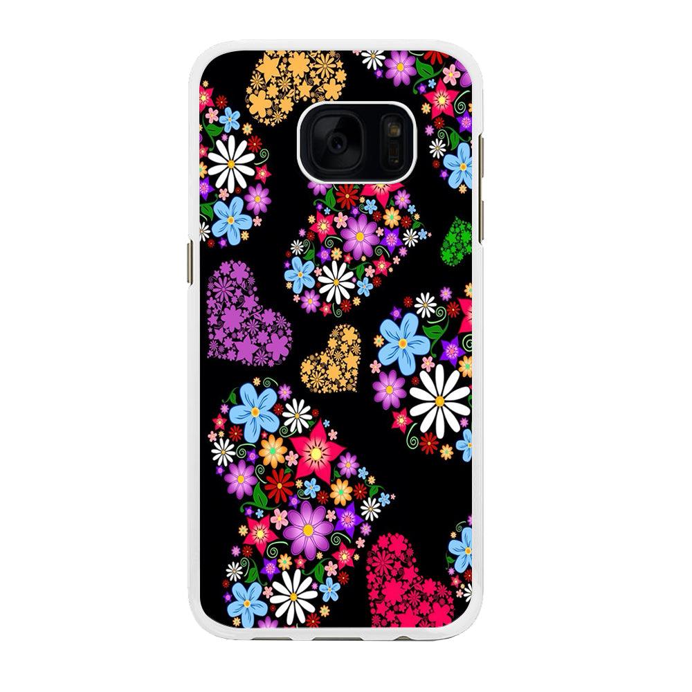 Love Colorfull Flower Samsung Galaxy S7 Edge Case-Rubber / White (2D Case)-Xtracase