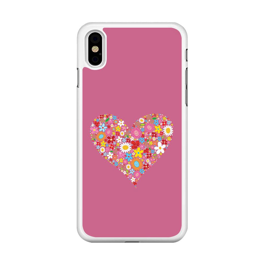 Love Flower iPhone X Case-Rubber / White (2D Case)-Xtracase
