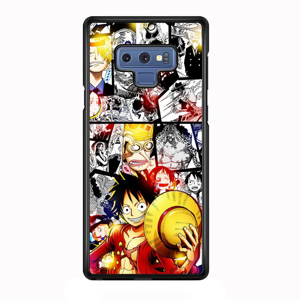 Luffy Comic Background Samsung Galaxy Note 9 Case-Rubber / Black (2D Case)-Xtracase
