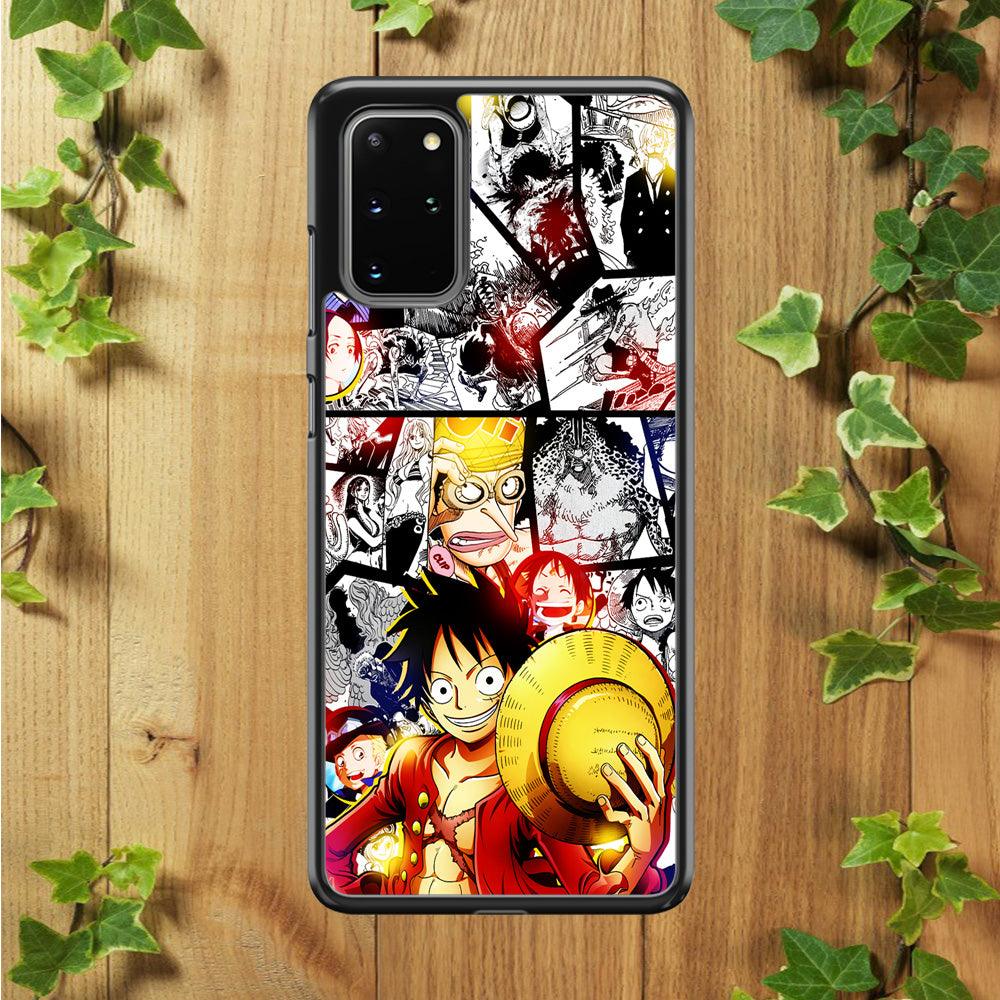Luffy Comic Background Samsung Galaxy S20 Plus Case-Rubber / Black (2D Case)-Xtracase