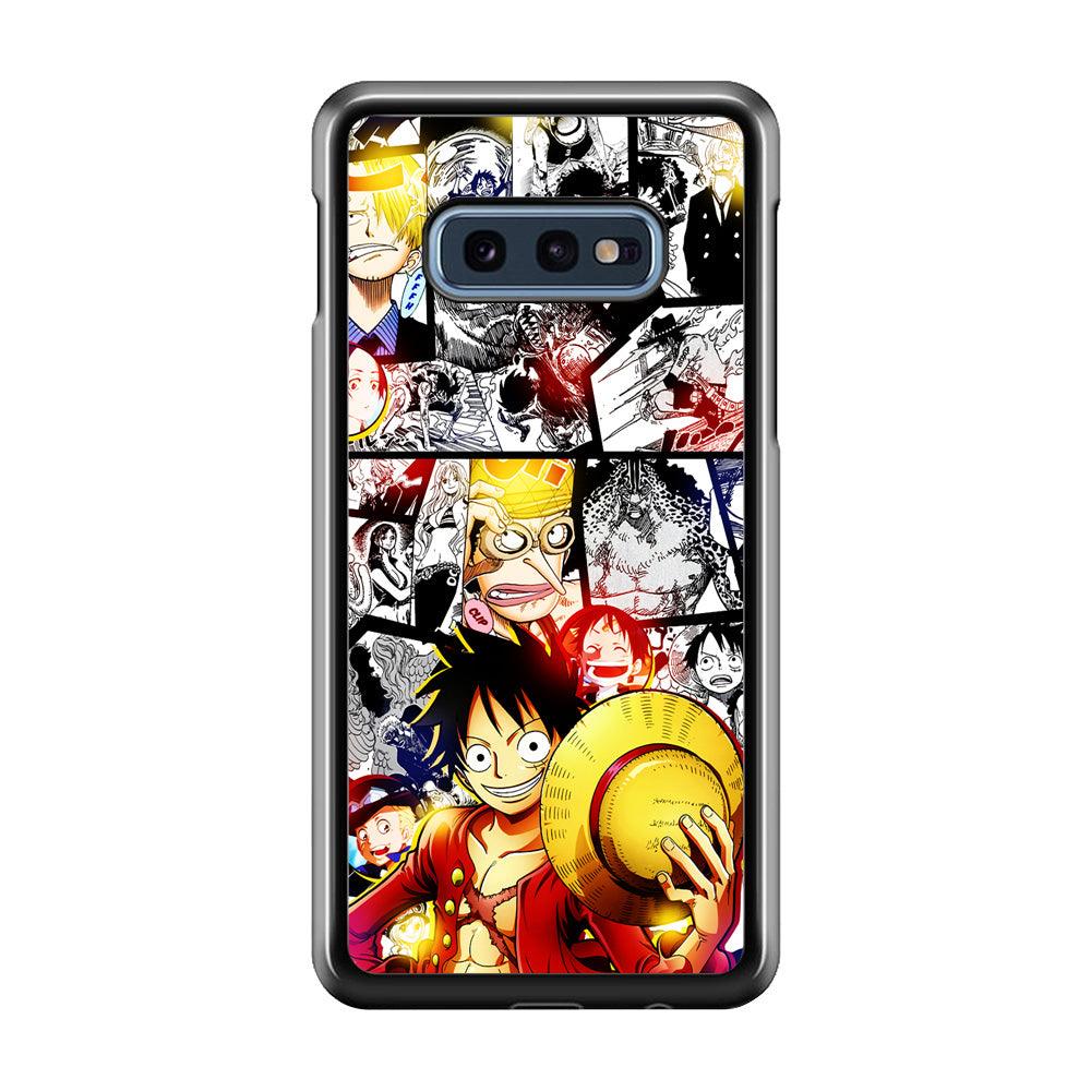 Luffy Comic Background Samsung Galaxy S10E Case-Rubber / White (2D Case)-Xtracase