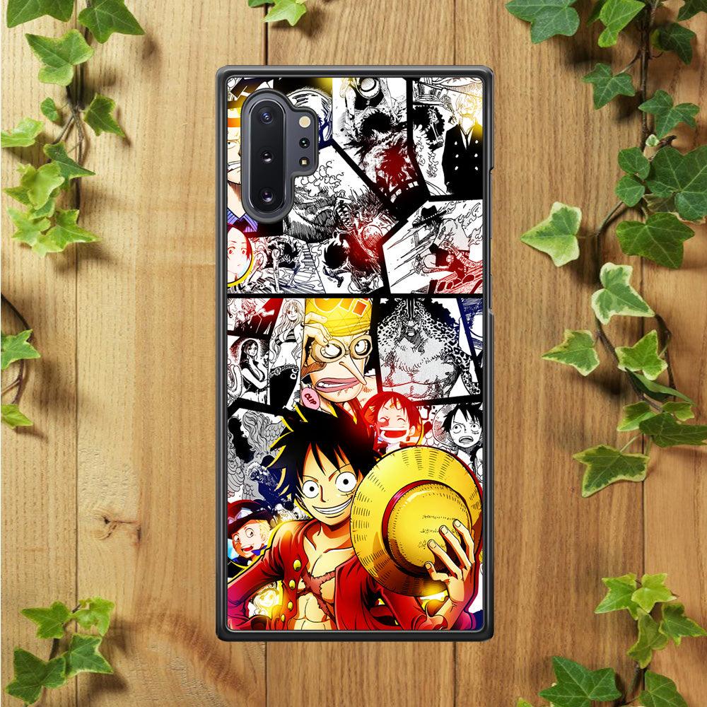 Luffy Comic Background Samsung Galaxy Note 10 Plus Case-Rubber / Black (2D Case)-Xtracase