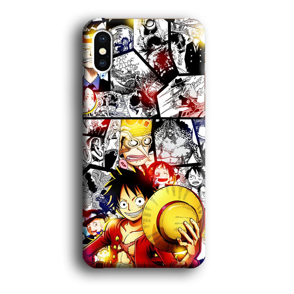 Luffy Comic Background iPhone X Case-Plastic / Full Wrap (3D Case)-Xtracase
