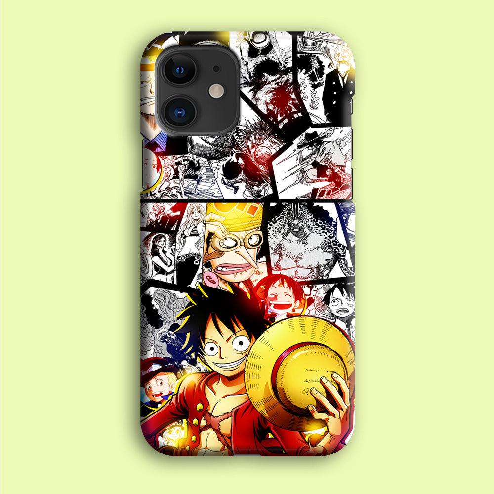 Luffy Comic Background iPhone 12 Case-Plastic / Full Wrap (3D Case)-Xtracase