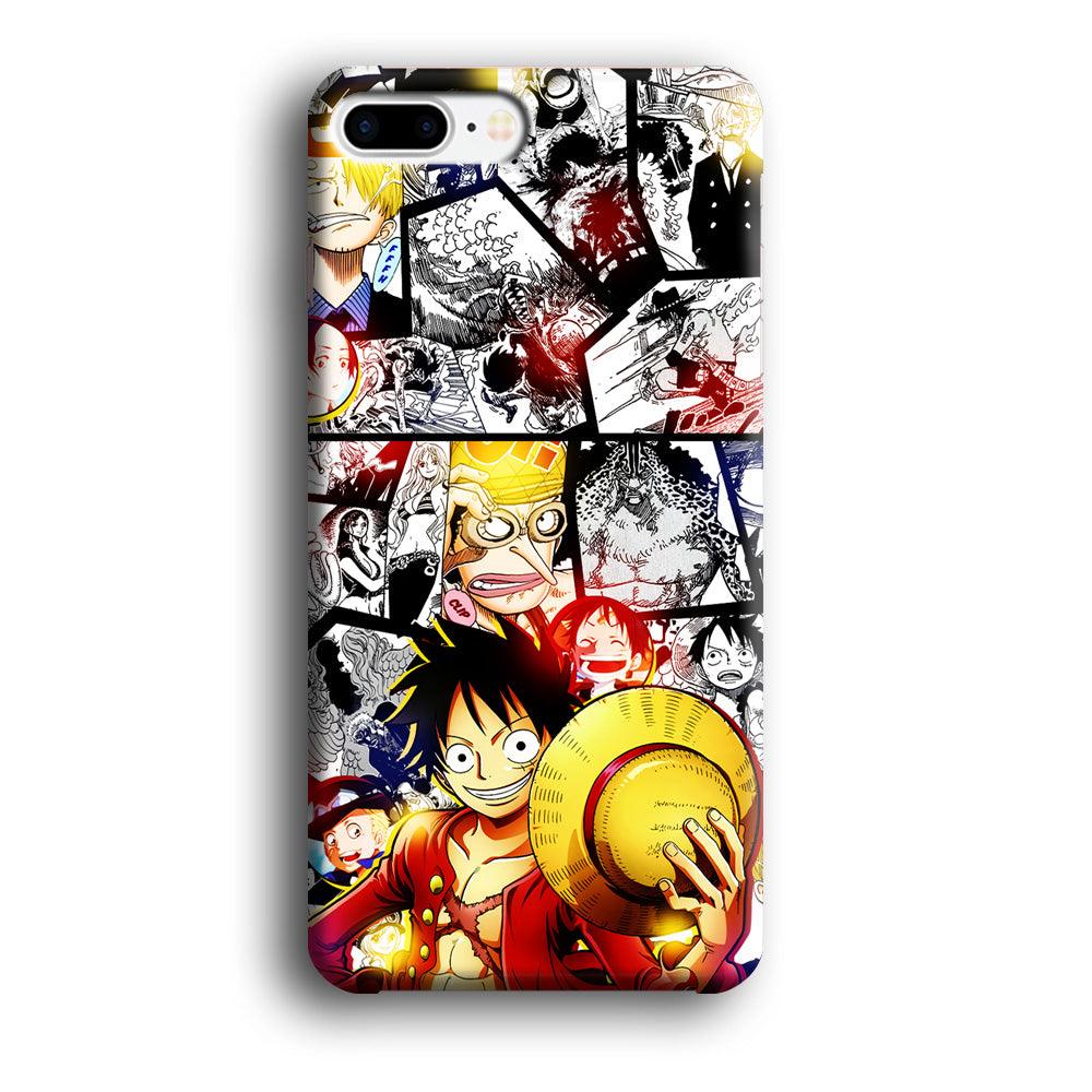 Luffy Comic Background iPhone 8 Plus Case-Plastic / Full Wrap (3D Case)-Xtracase