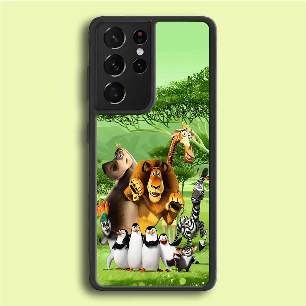 Madagascar Family Samsung Galaxy S25 Ultra Case-Rubber / White (2D Case)-Xtracase