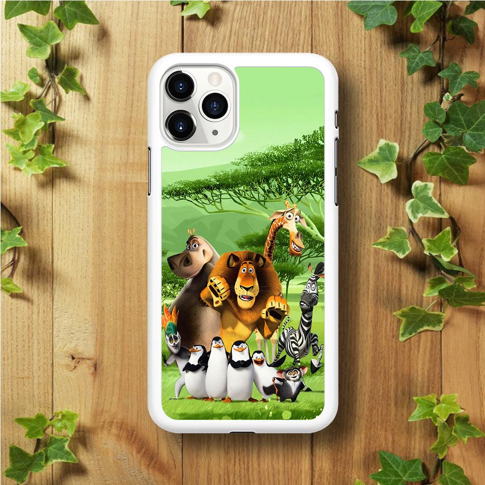 Madagascar Family iPhone 11 Pro Case-Rubber / White (2D Case)-Xtracase
