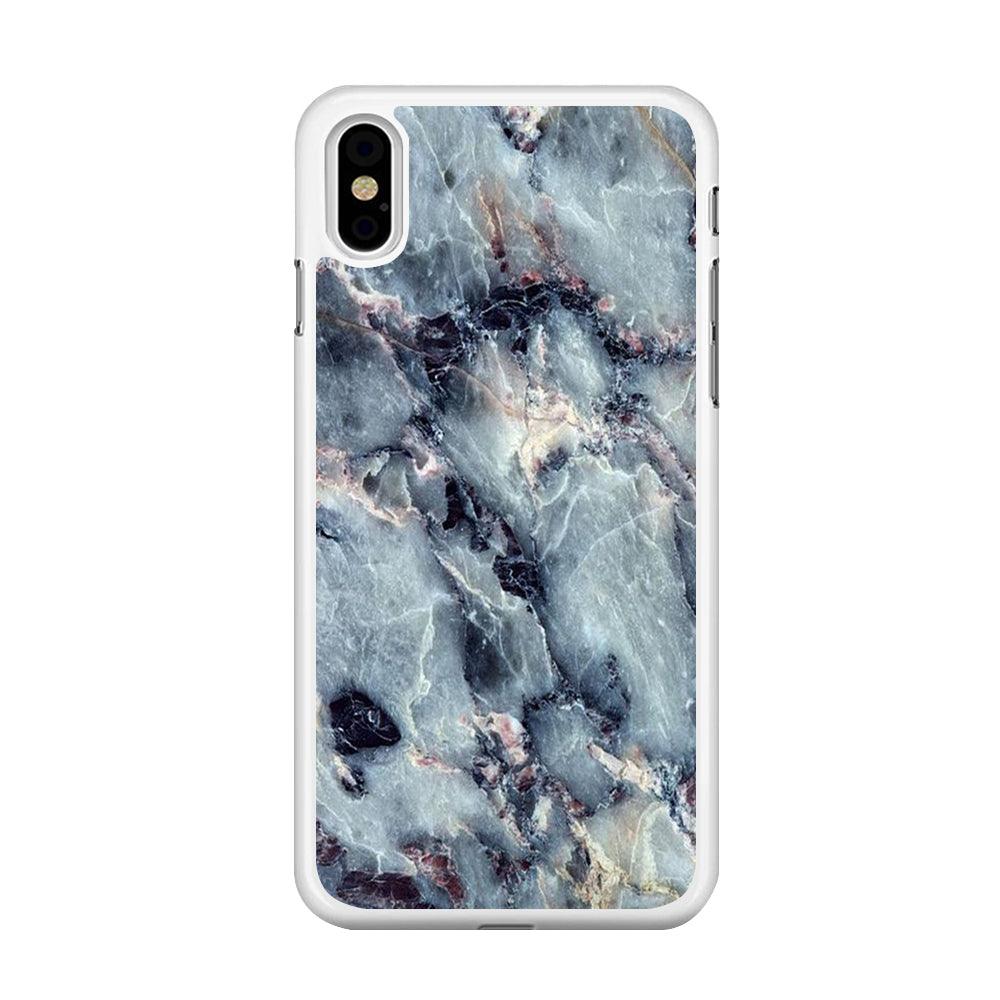 Marble Pattern 008 iPhone Xs Max Case-Rubber / White (2D Case)-Xtracase