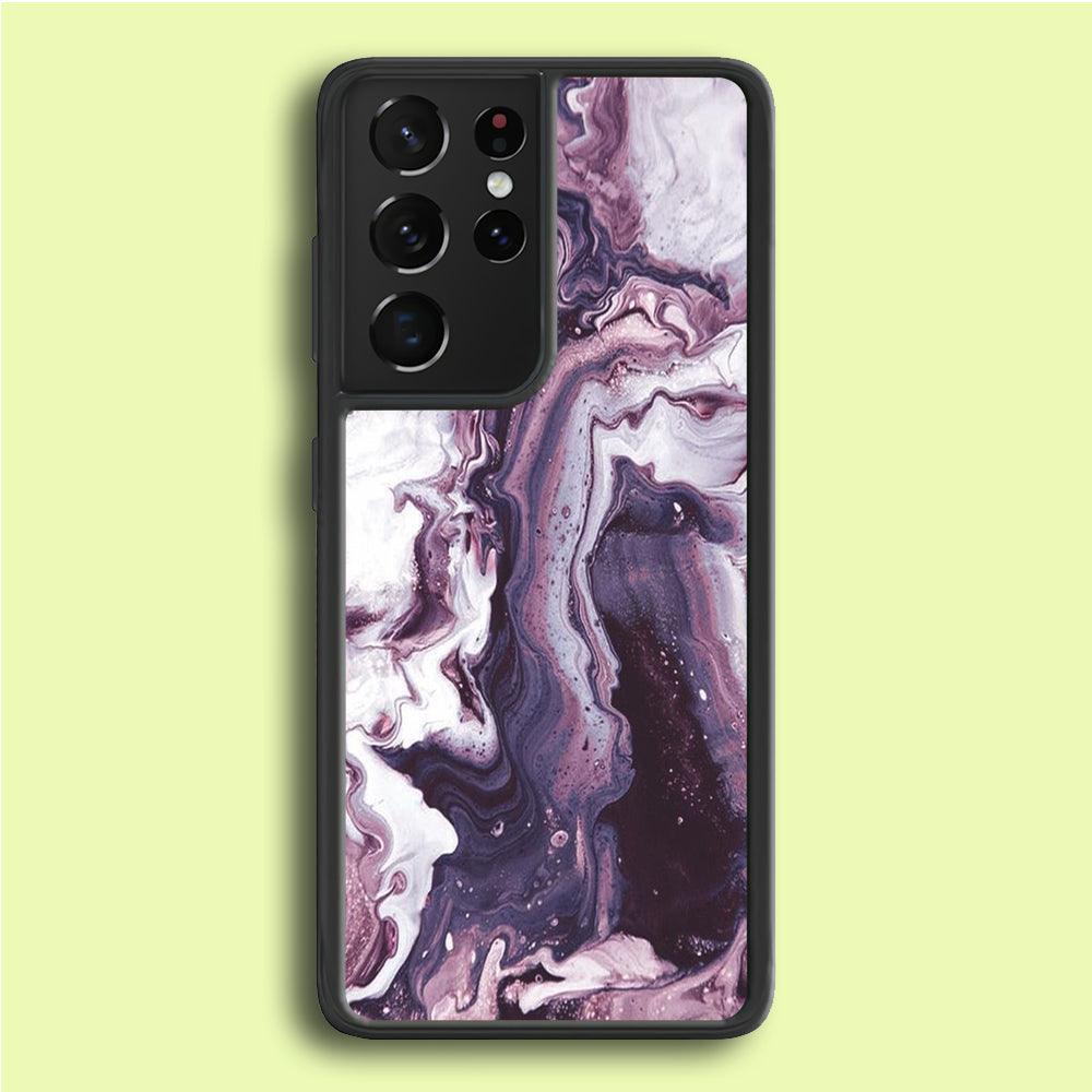 Marble Pattern 012 Samsung Galaxy S21 Ultra Case-Rubber / White (2D Case)-Xtracase