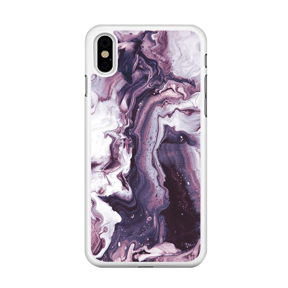 Marble Pattern 012 iPhone Xs Case-Rubber / White (2D Case)-Xtracase