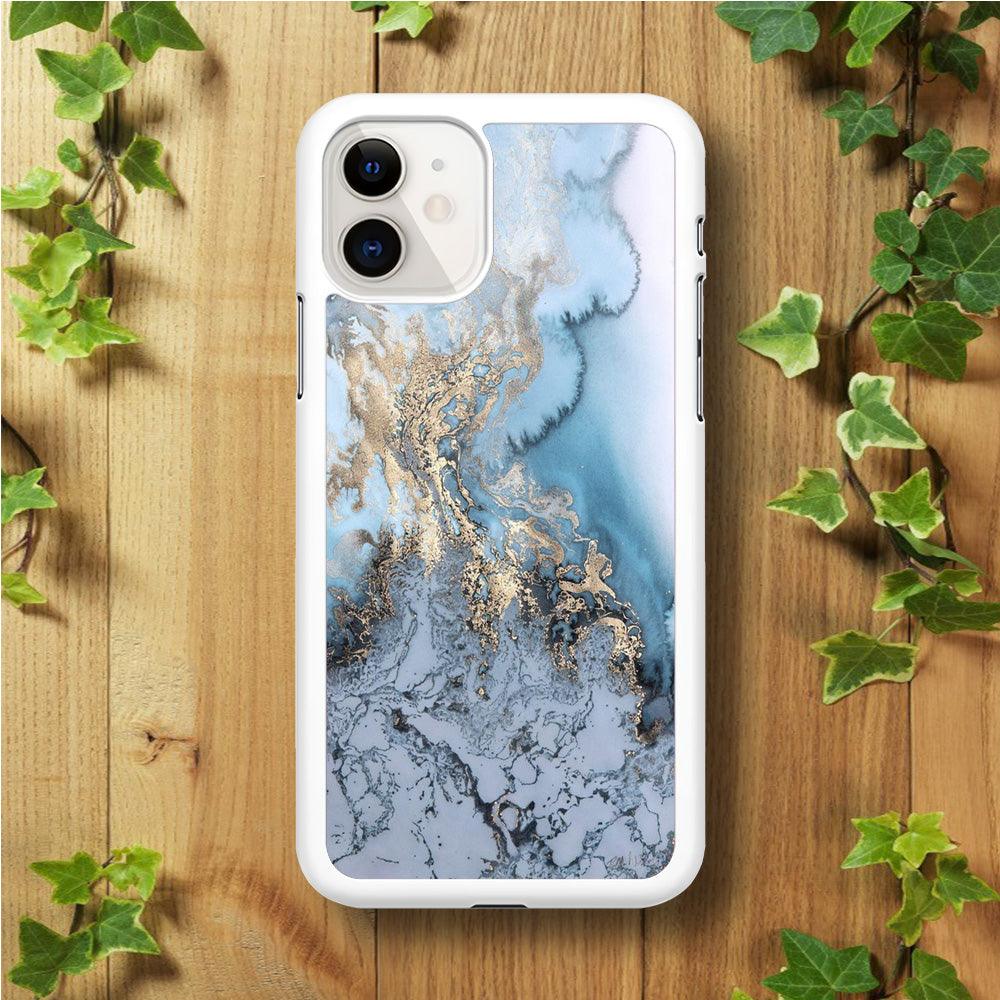 Marble Pattern 014 iPhone 11 Case-Rubber / White (2D Case)-Xtracase