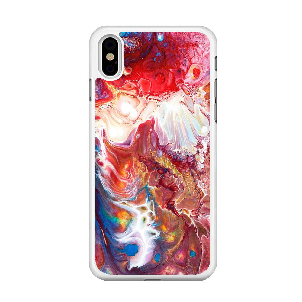 Marble Pattern 025 iPhone Xs Case-Rubber / White (2D Case)-Xtracase