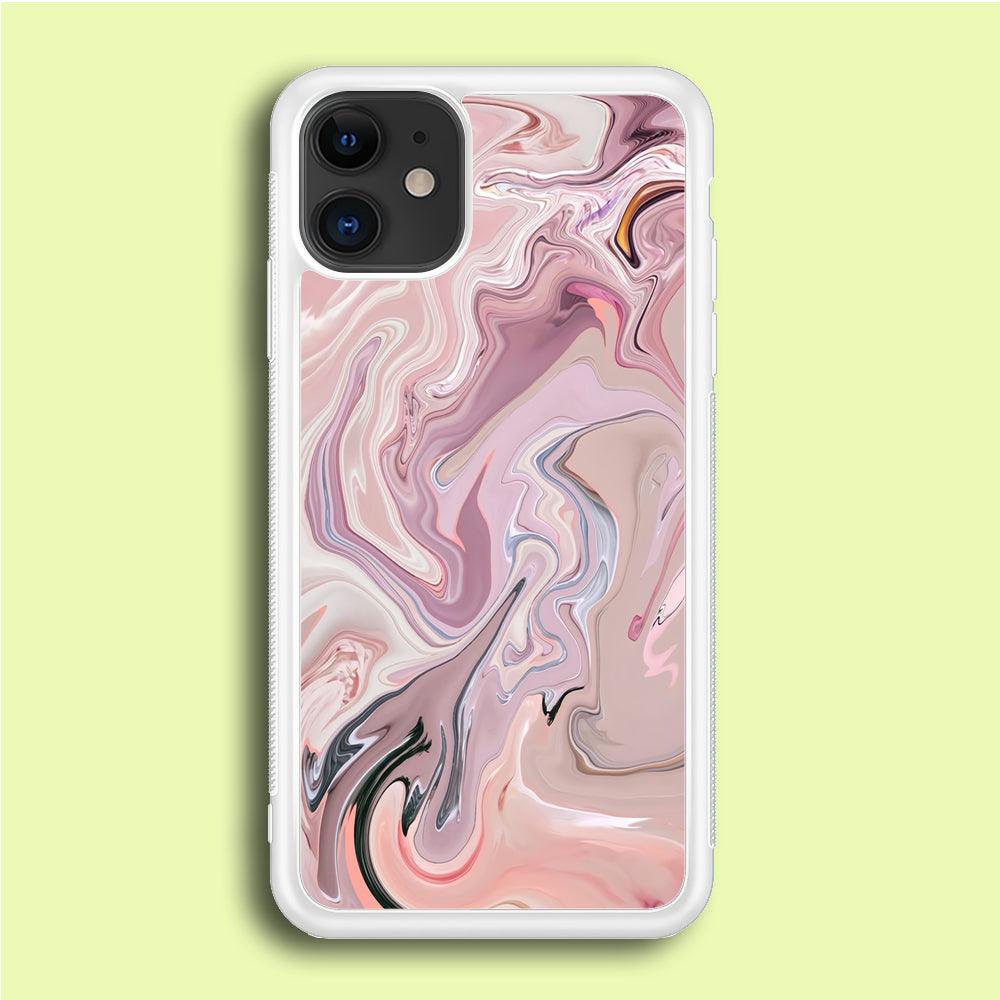 Marble Pattern 026 iPhone 12 Case-Rubber / White (2D Case)-Xtracase