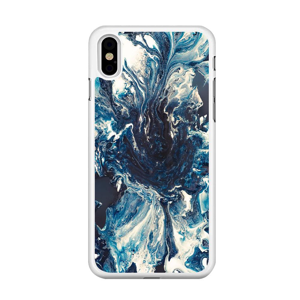 Marble Pattern 027 iPhone X Case-Rubber / White (2D Case)-Xtracase