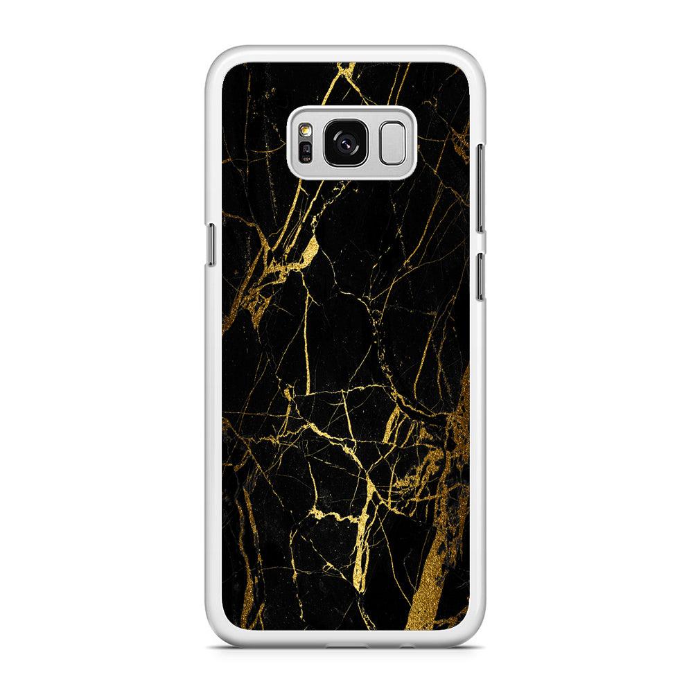Marble Pattern Black and Gold Samsung Galaxy S8 Case-Rubber / White (2D Case)-Xtracase