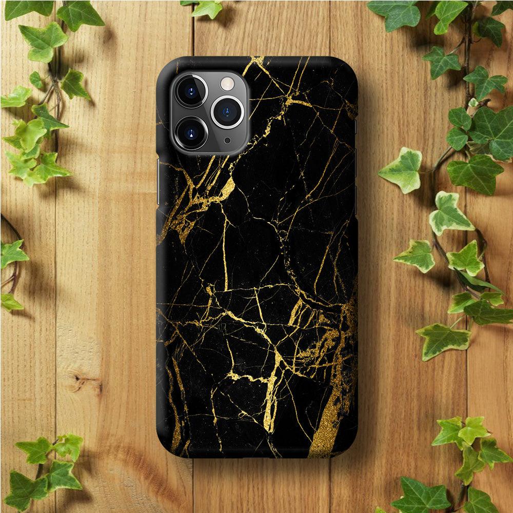 Marble Pattern Black and Gold iPhone 11 Pro Case-Plastic / Full Wrap (3D Case)-Xtracase