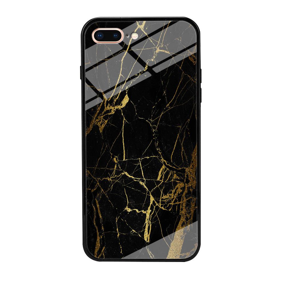 Marble Pattern Black and Gold iPhone 8 Plus Case-Tempered Glass Case-Xtracase