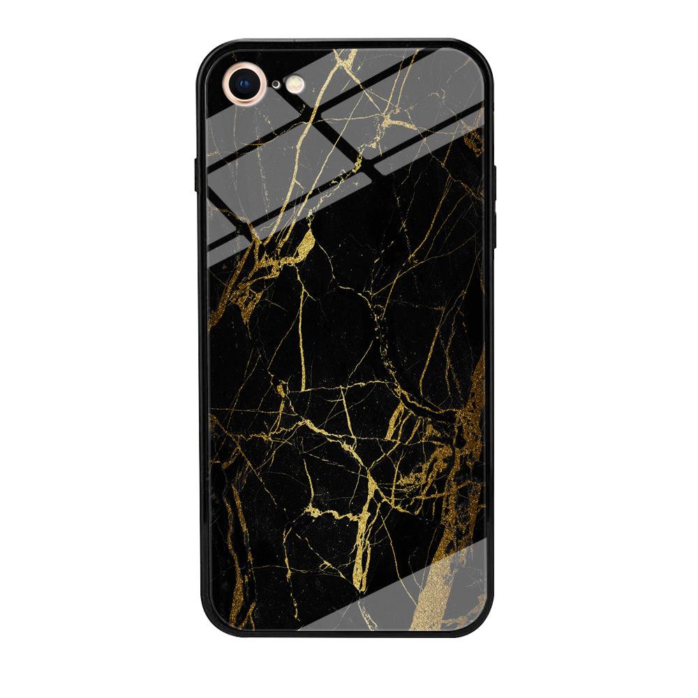 Marble Pattern Black and Gold iPhone 7 Case-Tempered Glass Case-Xtracase