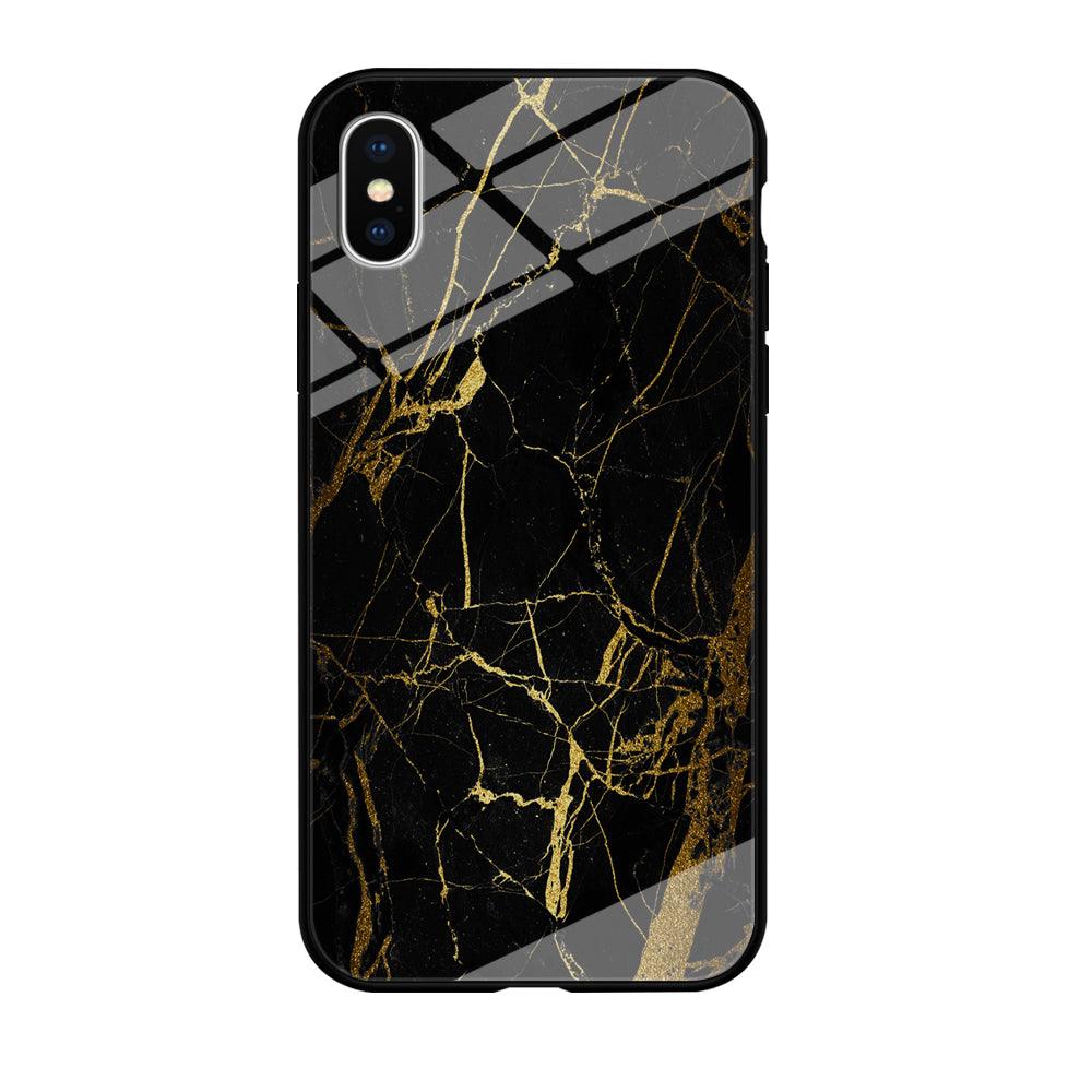 Marble Pattern Black and Gold iPhone X Case-Tempered Glass Case-Xtracase
