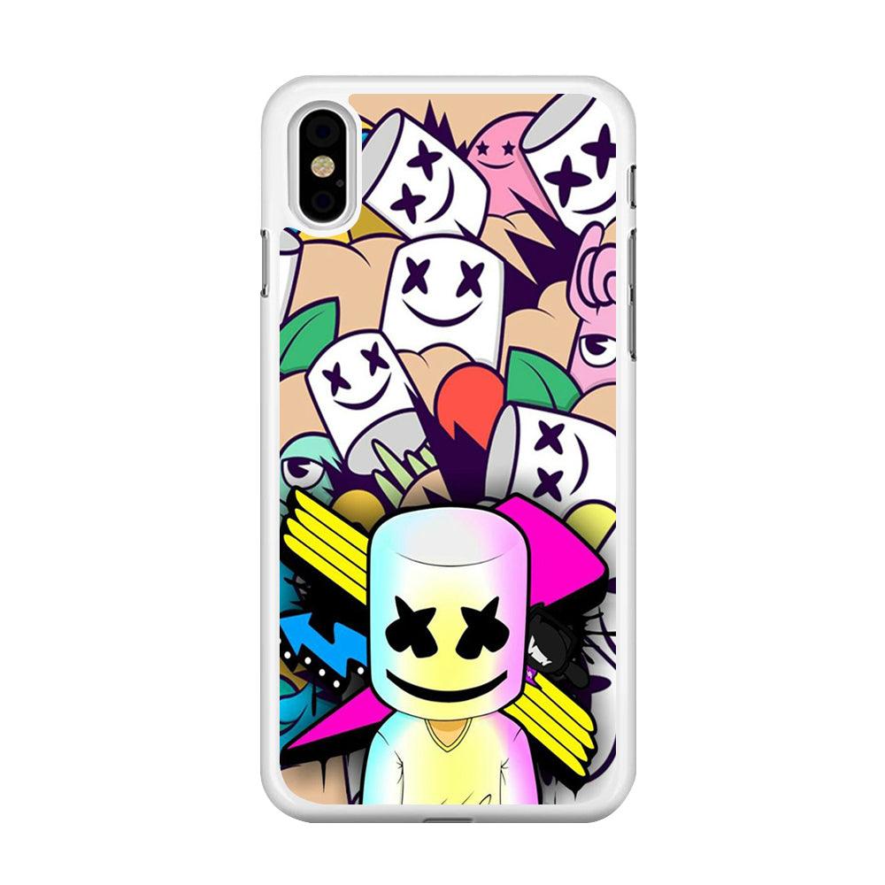 Marshmello Art iPhone X Case-Rubber / White (2D Case)-Xtracase